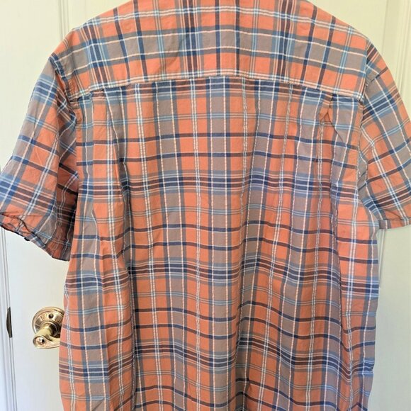 Men's XXXL Johnston and Murphy Blue and orange plaid short sleeve shirt - Picture 7 of 8